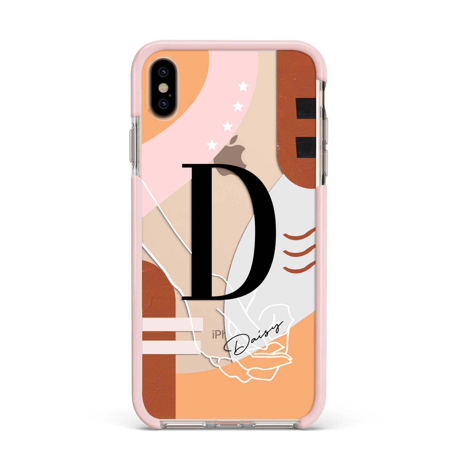Personalised Abstract Apple iPhone Xs Max Impact Case Pink Edge on Gold Phone