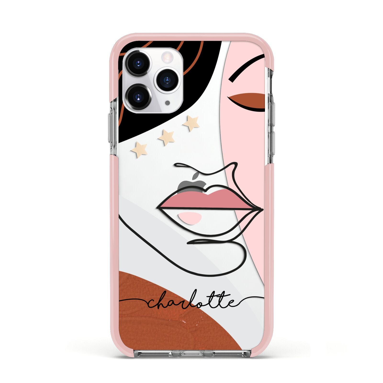 Personalised Abstract Art Apple iPhone 11 Pro in Silver with Pink Impact Case