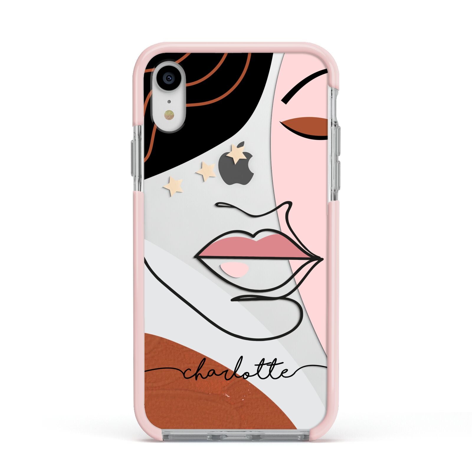 Personalised Abstract Art Apple iPhone XR Impact Case Pink Edge on Silver Phone
