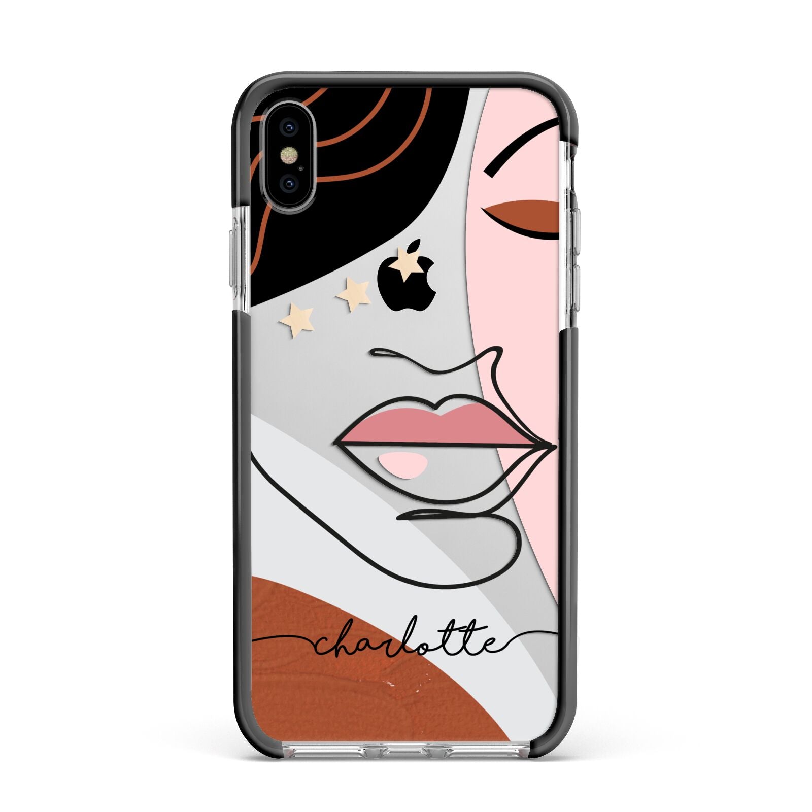 Personalised Abstract Art Apple iPhone Xs Max Impact Case Black Edge on Silver Phone