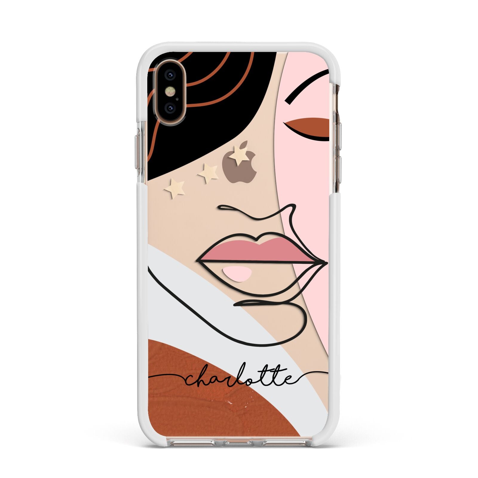 Personalised Abstract Art Apple iPhone Xs Max Impact Case White Edge on Gold Phone