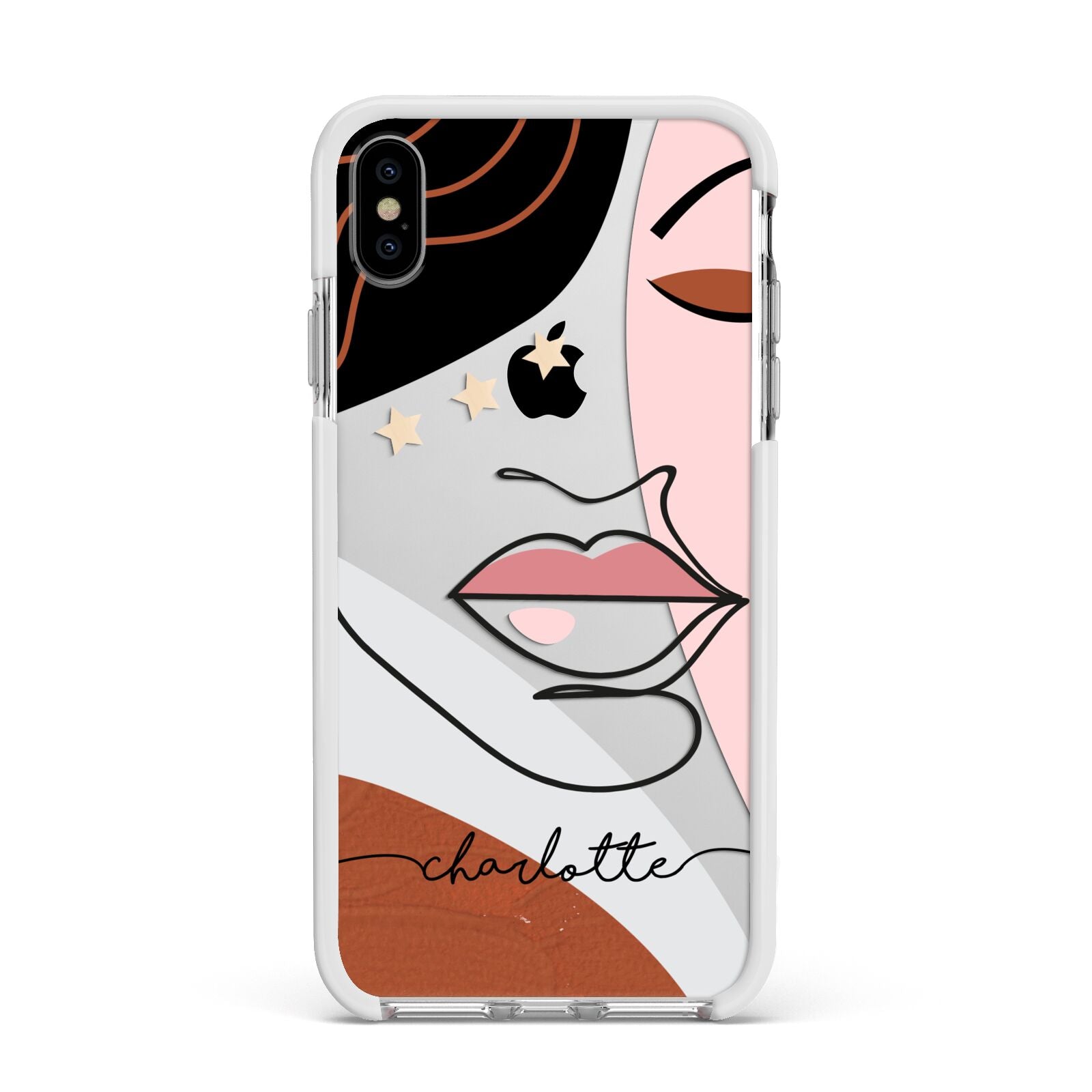 Personalised Abstract Art Apple iPhone Xs Max Impact Case White Edge on Silver Phone