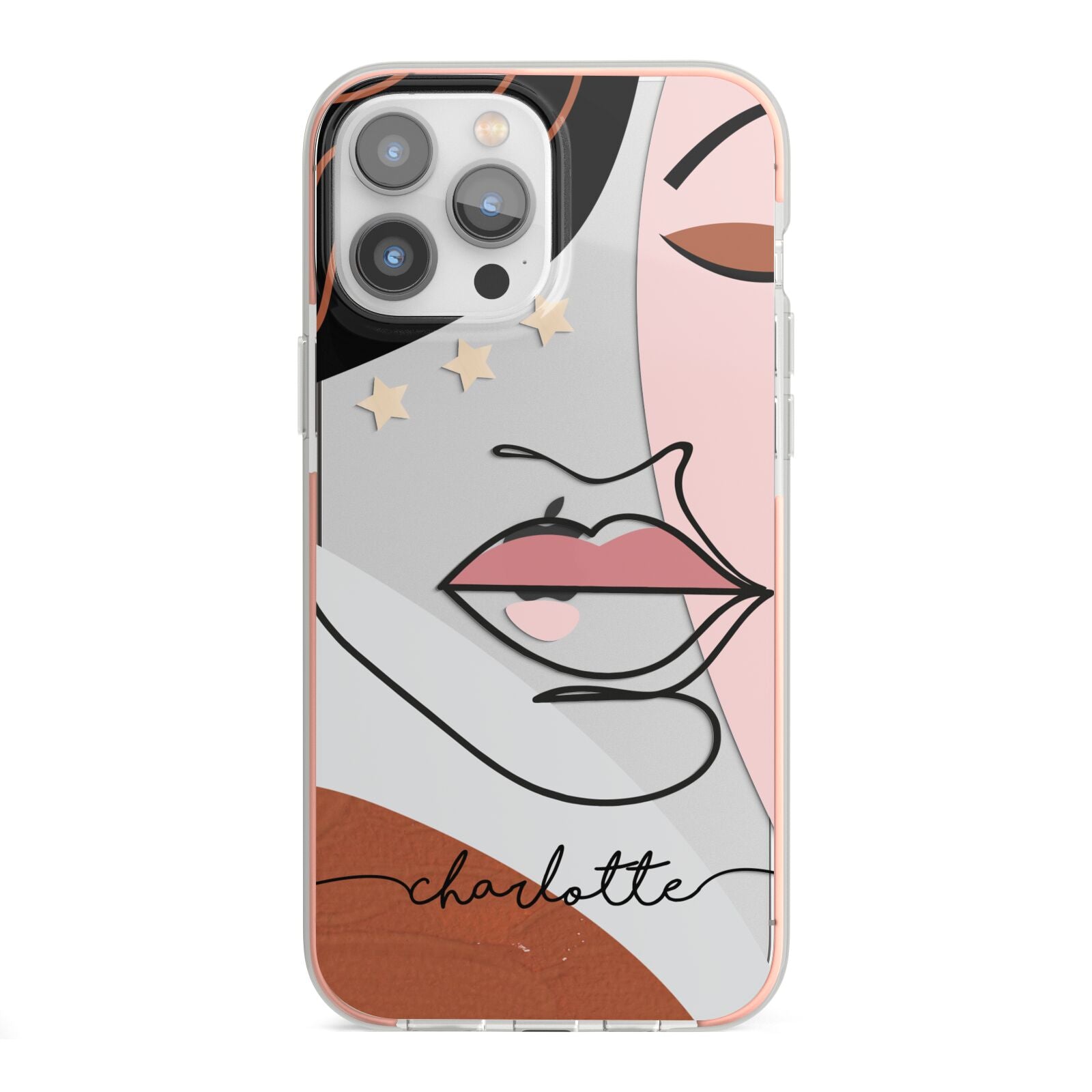 Personalised Abstract Art iPhone 13 Pro Max TPU Impact Case with Pink Edges