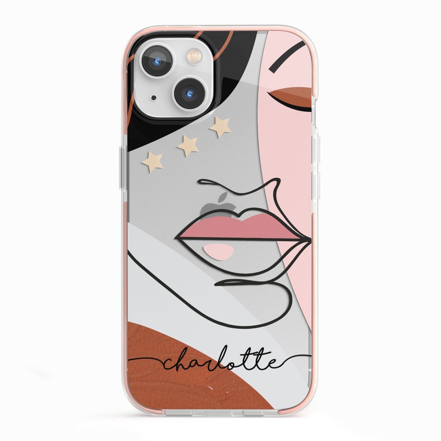 Personalised Abstract Art iPhone 13 TPU Impact Case with Pink Edges