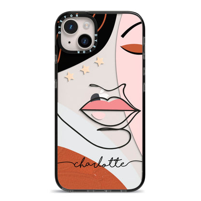 Personalised Abstract Art iPhone 14 Plus Black Impact Case on Silver phone