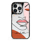 Personalised Abstract Art iPhone 14 Pro Black Impact Case on Silver phone