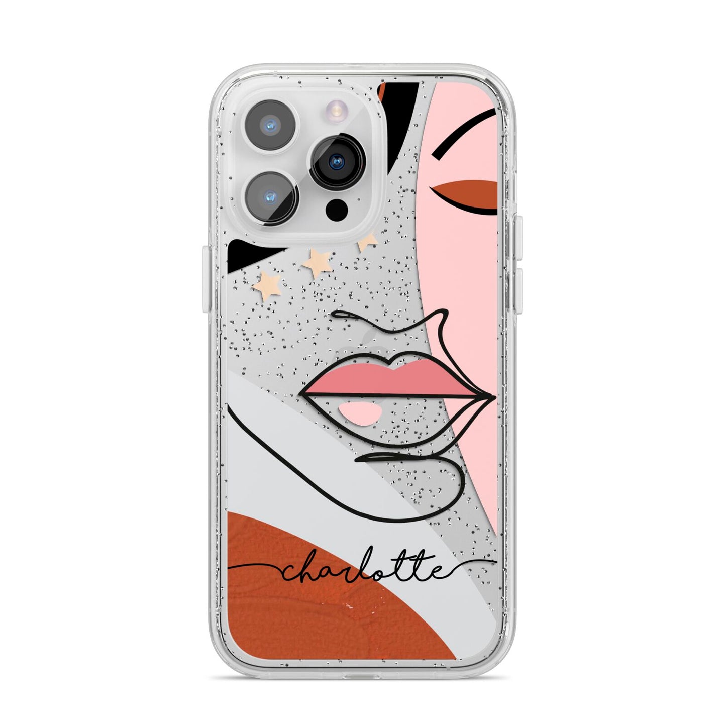 Personalised Abstract Art iPhone 14 Pro Max Glitter Tough Case Silver