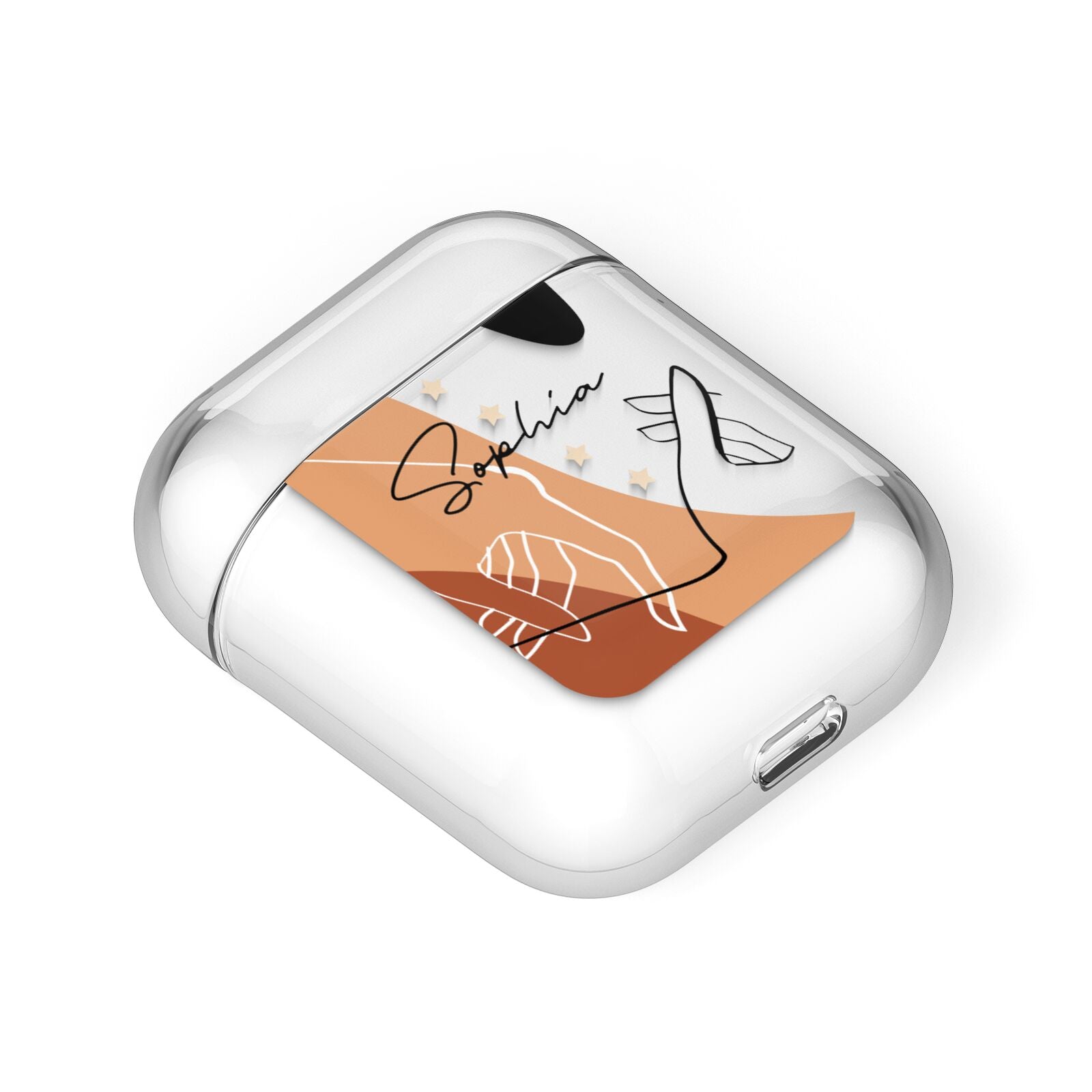 Personalised Abstract Gouache Line Art AirPods Case Laid Flat