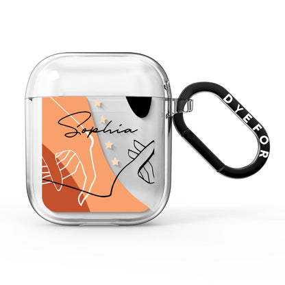 Personalised Abstract Gouache Line Art AirPods Clear Case