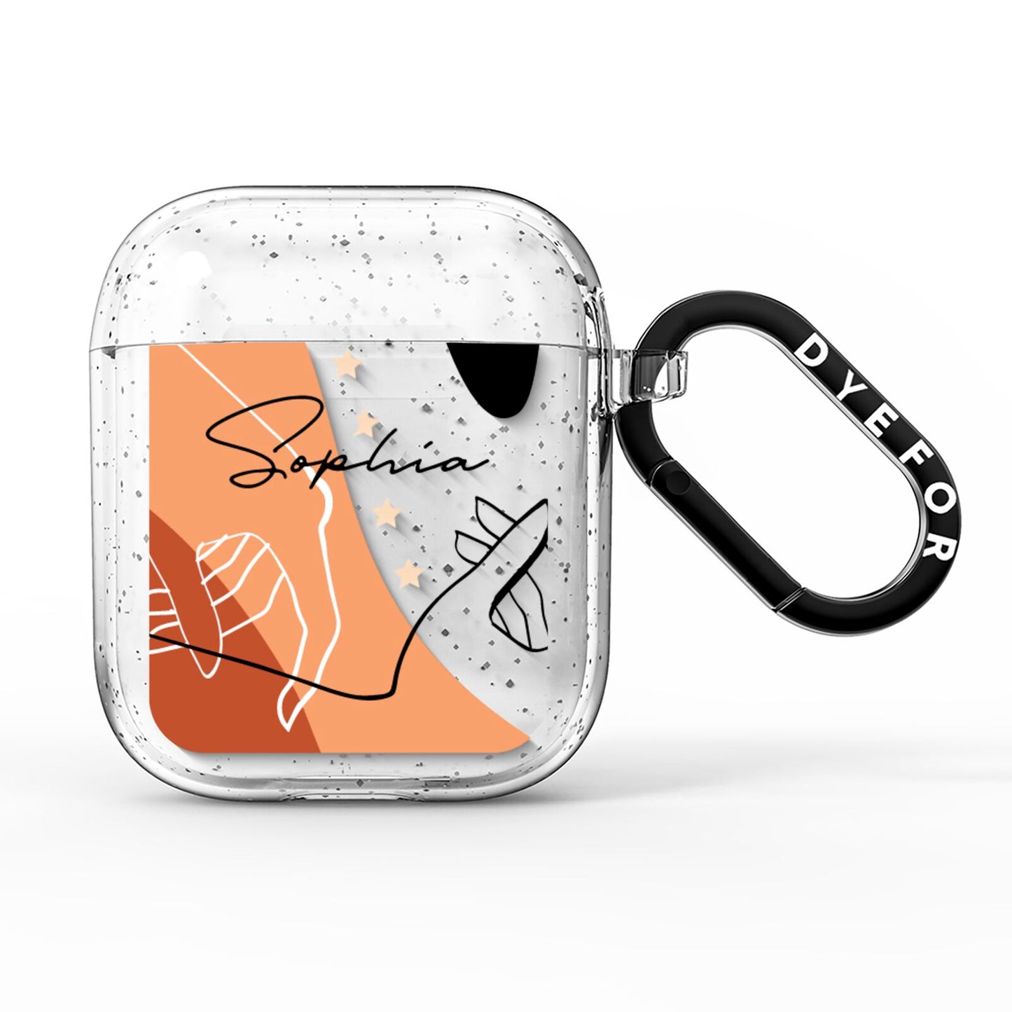 Personalised Abstract Gouache Line Art AirPods Glitter Case