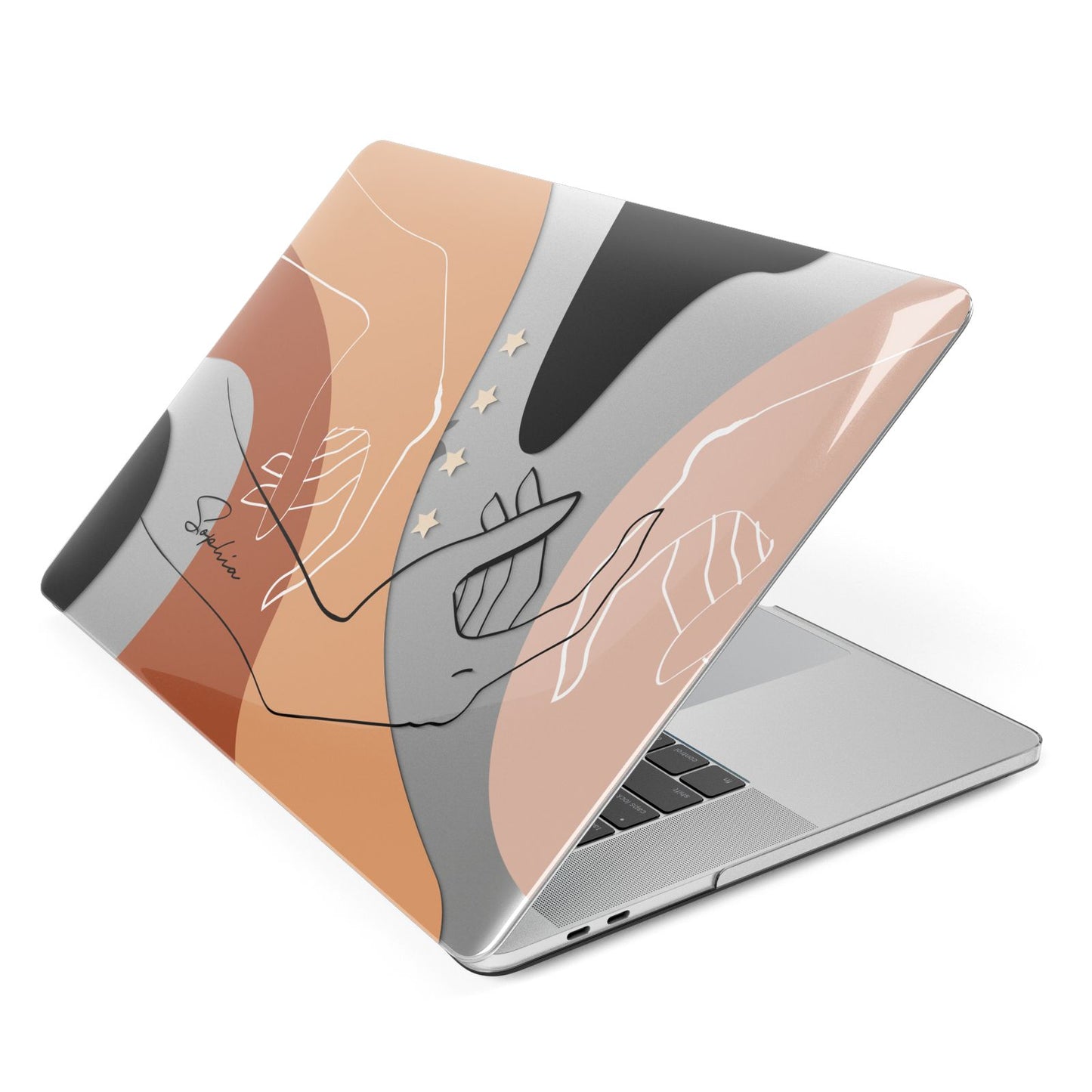 Personalised Abstract Gouache Line Art Apple MacBook Case Side View