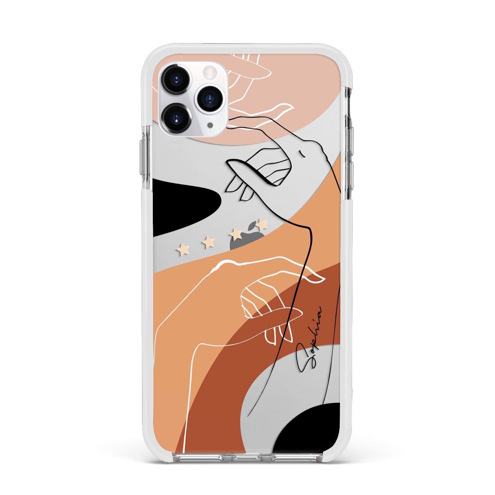 Personalised Abstract Gouache Line Art Apple iPhone 11 Pro Max in Silver with White Impact Case