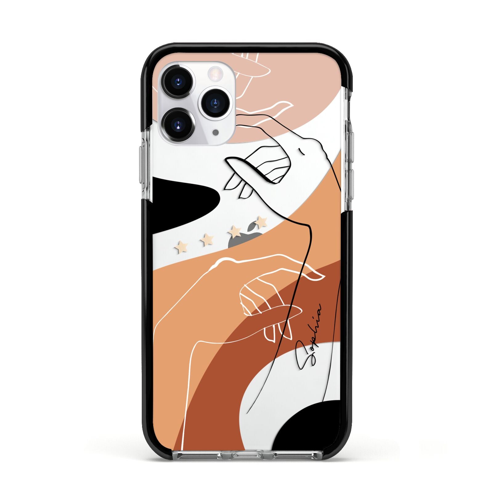 Personalised Abstract Gouache Line Art Apple iPhone 11 Pro in Silver with Black Impact Case