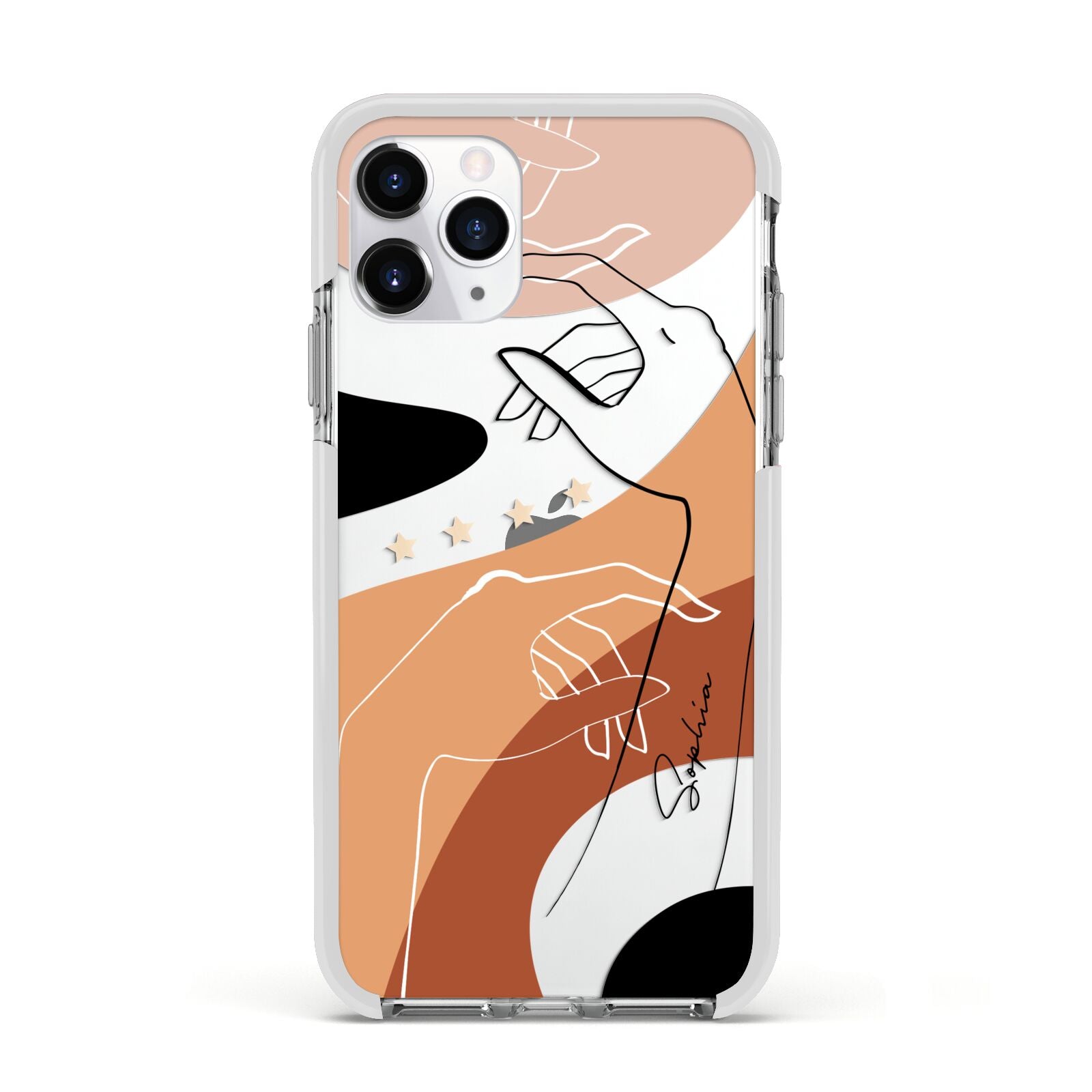 Personalised Abstract Gouache Line Art Apple iPhone 11 Pro in Silver with White Impact Case