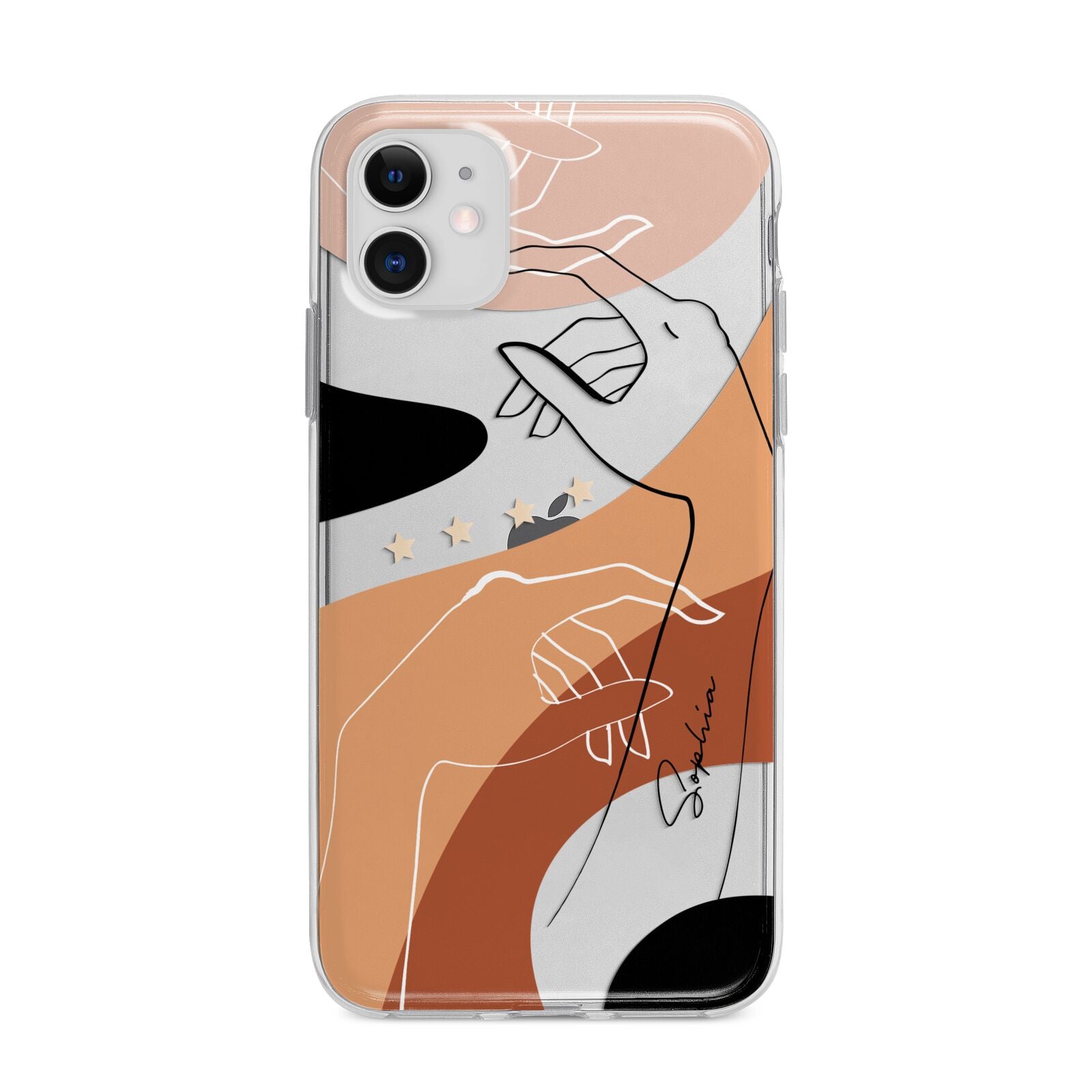 Personalised Abstract Gouache Line Art Apple iPhone 11 in White with Bumper Case