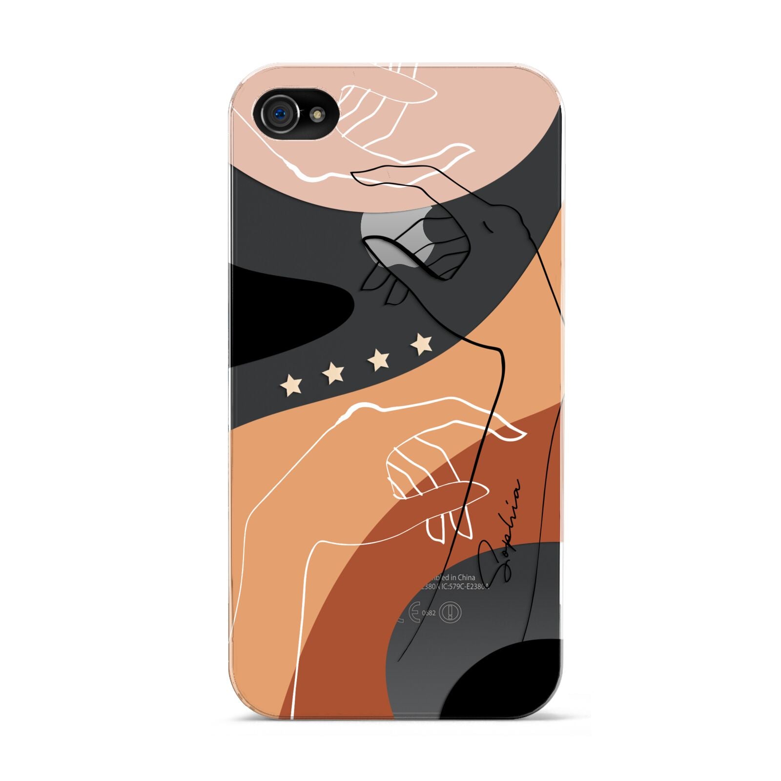 Personalised Abstract Gouache Line Art Apple iPhone 4s Case