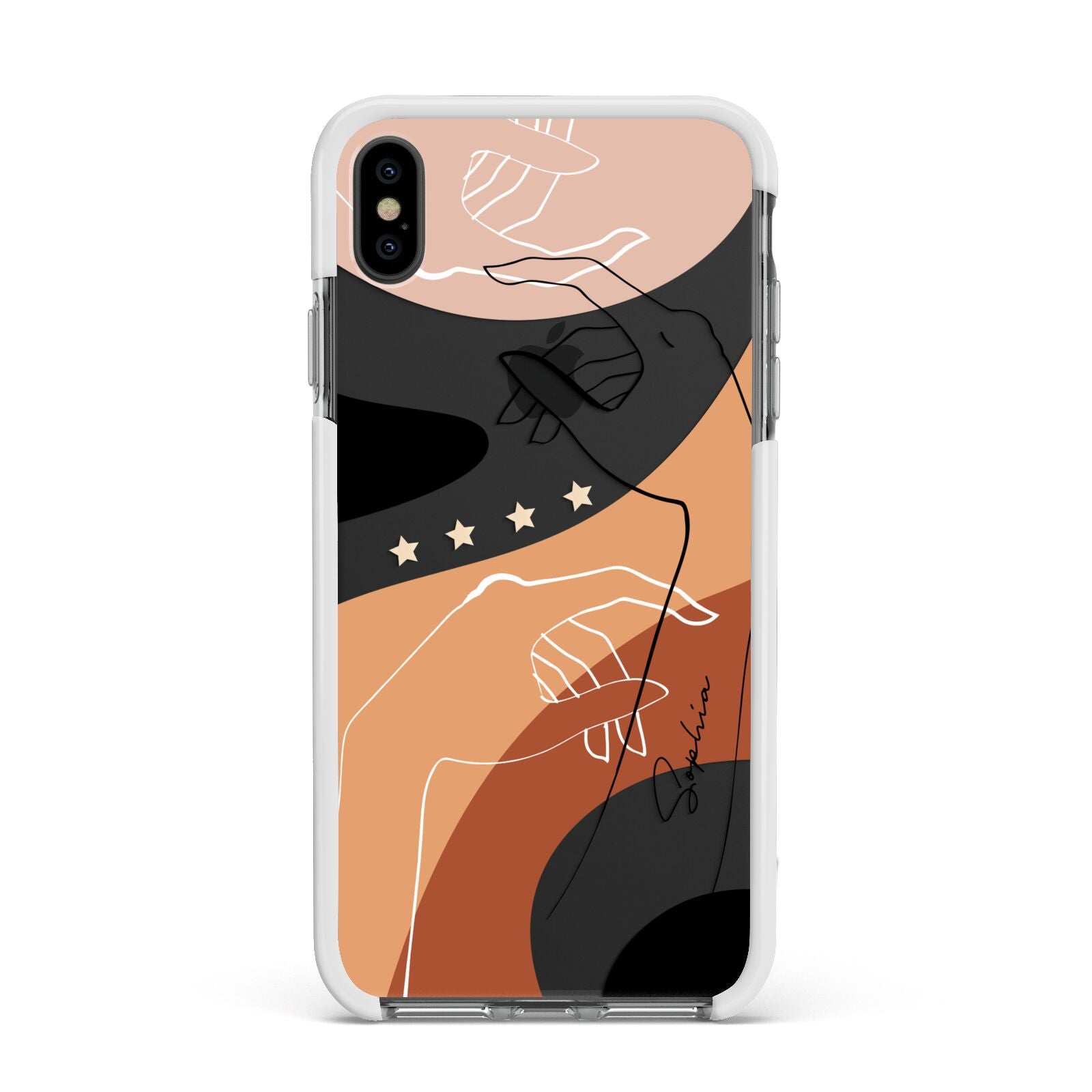 Personalised Abstract Gouache Line Art Apple iPhone Xs Max Impact Case White Edge on Black Phone