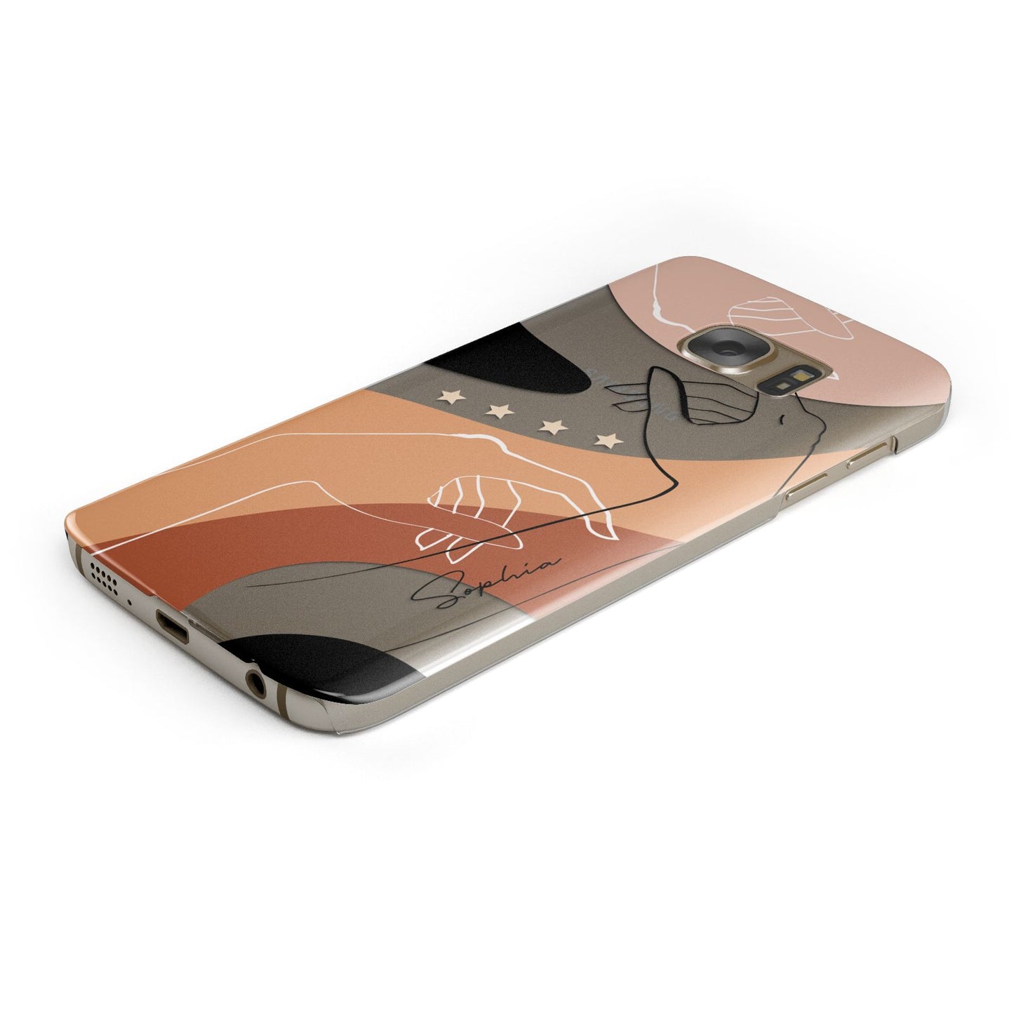 Personalised Abstract Gouache Line Art Samsung Galaxy Case Bottom Cutout