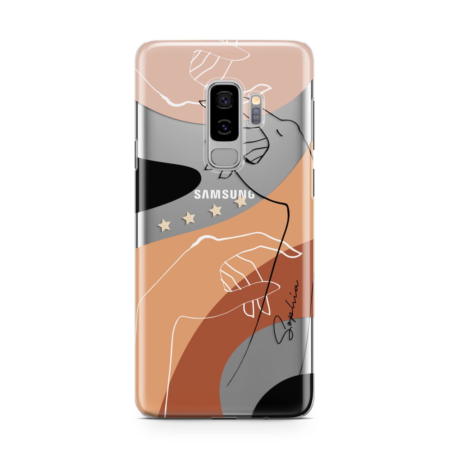 Personalised Abstract Gouache Line Art Samsung Galaxy S9 Plus Case on Silver phone