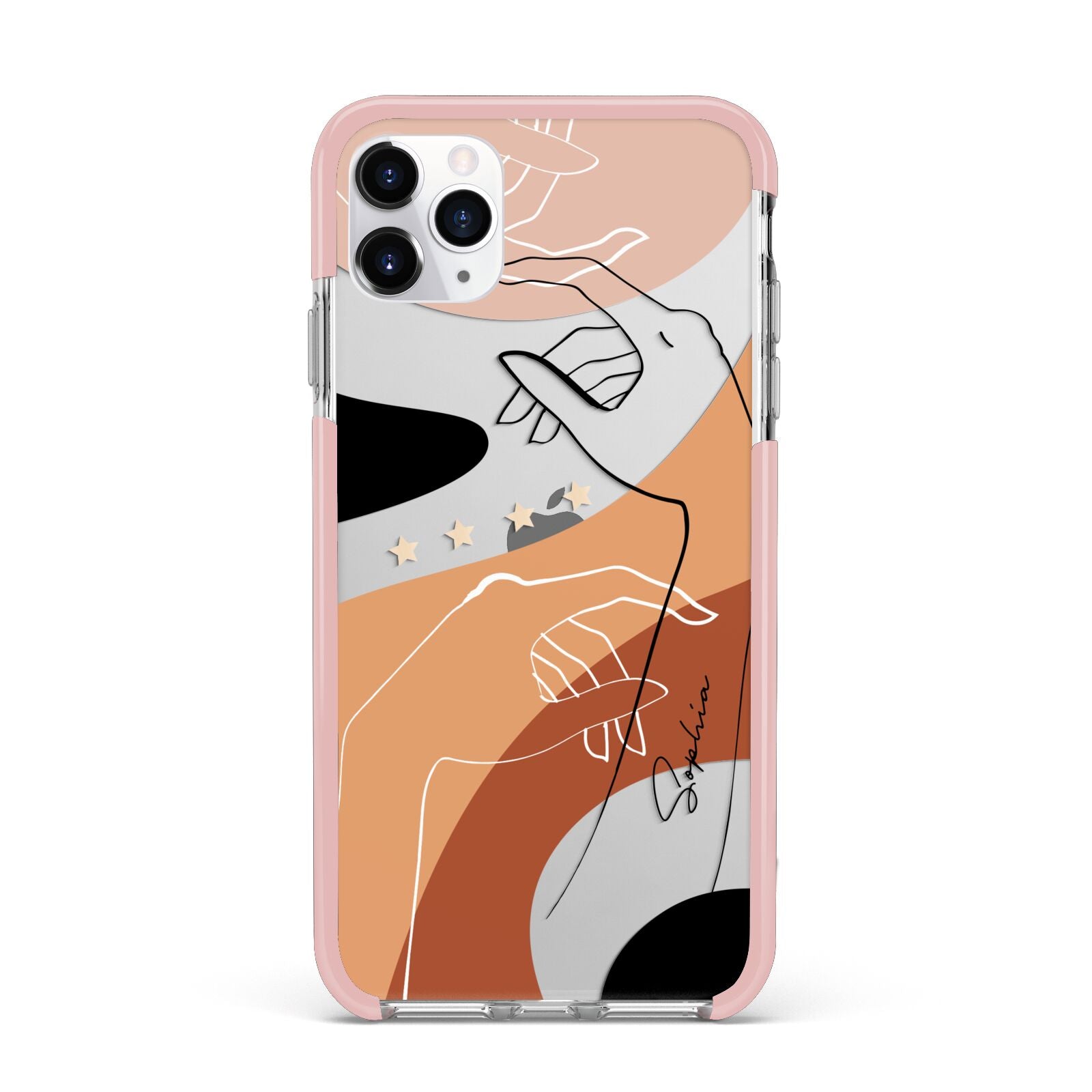 Personalised Abstract Gouache Line Art iPhone 11 Pro Max Impact Pink Edge Case