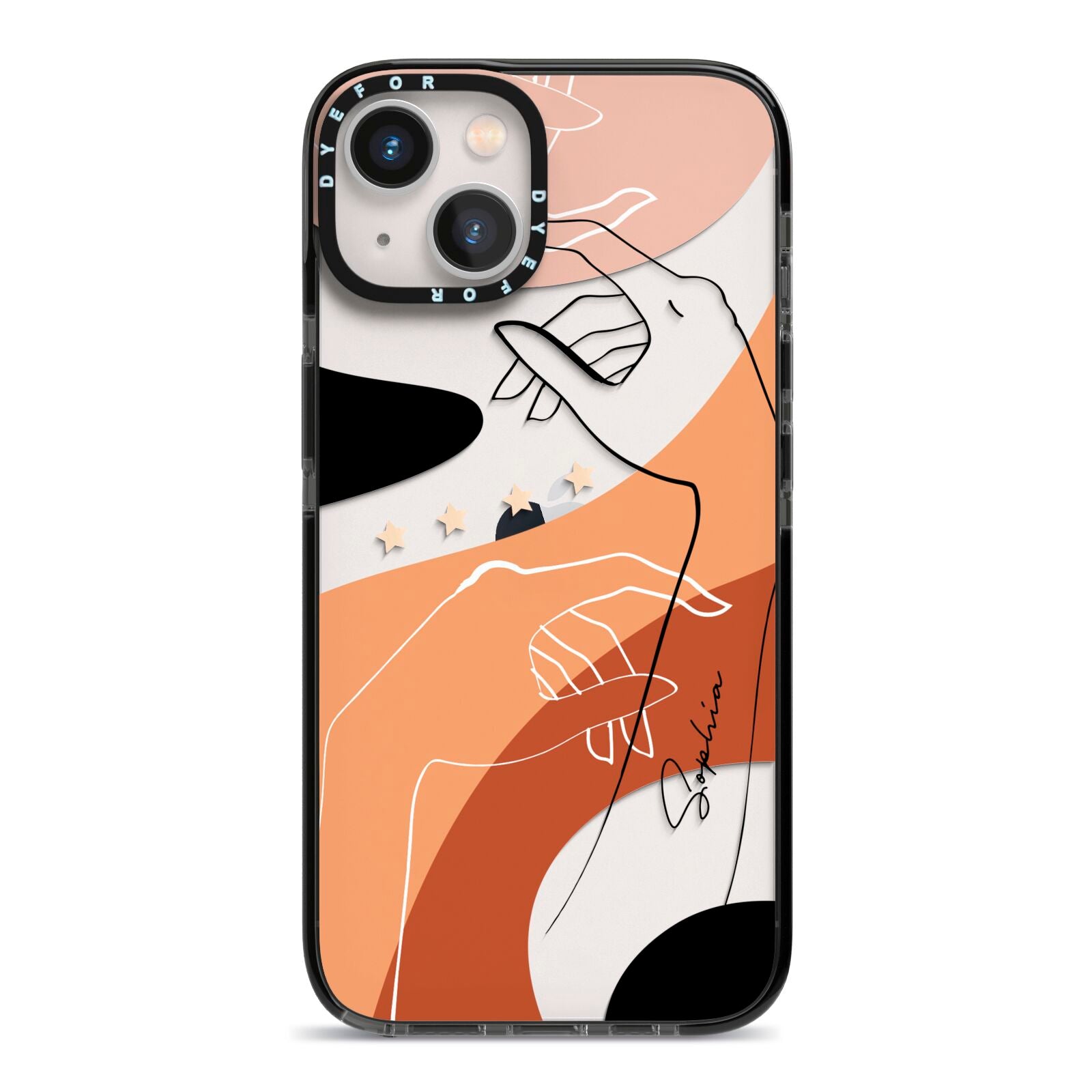 Personalised Abstract Gouache Line Art iPhone 13 Black Impact Case on Silver phone