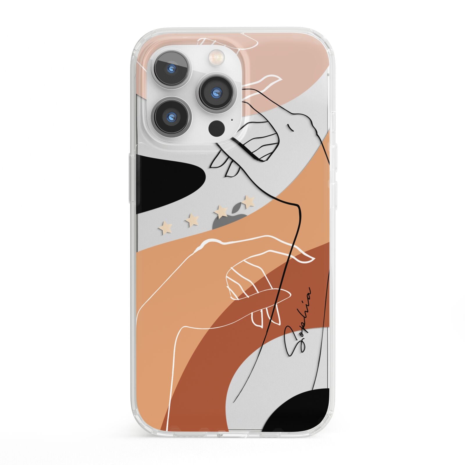 Personalised Abstract Gouache Line Art iPhone 13 Pro Clear Bumper Case