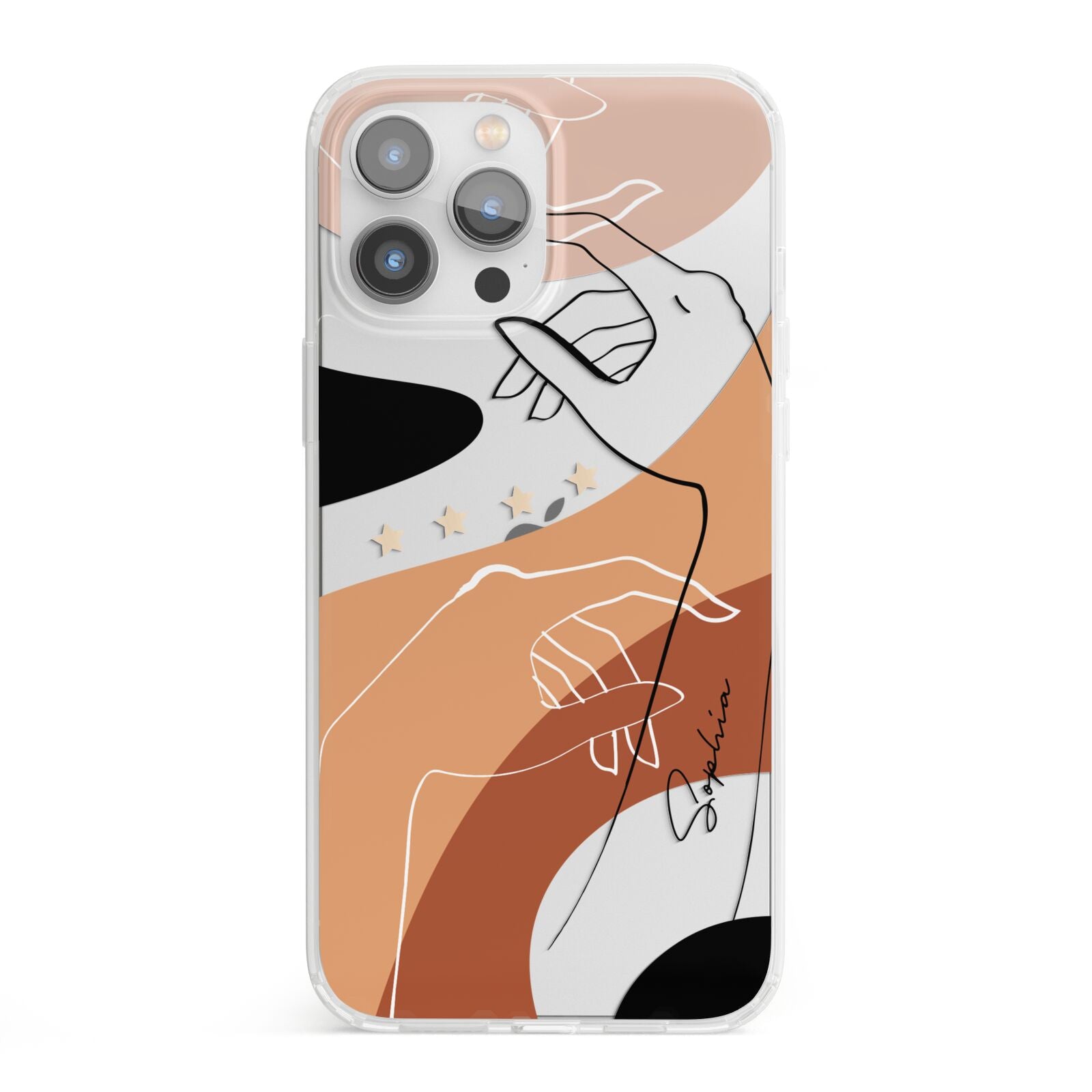 Personalised Abstract Gouache Line Art iPhone 13 Pro Max Clear Bumper Case