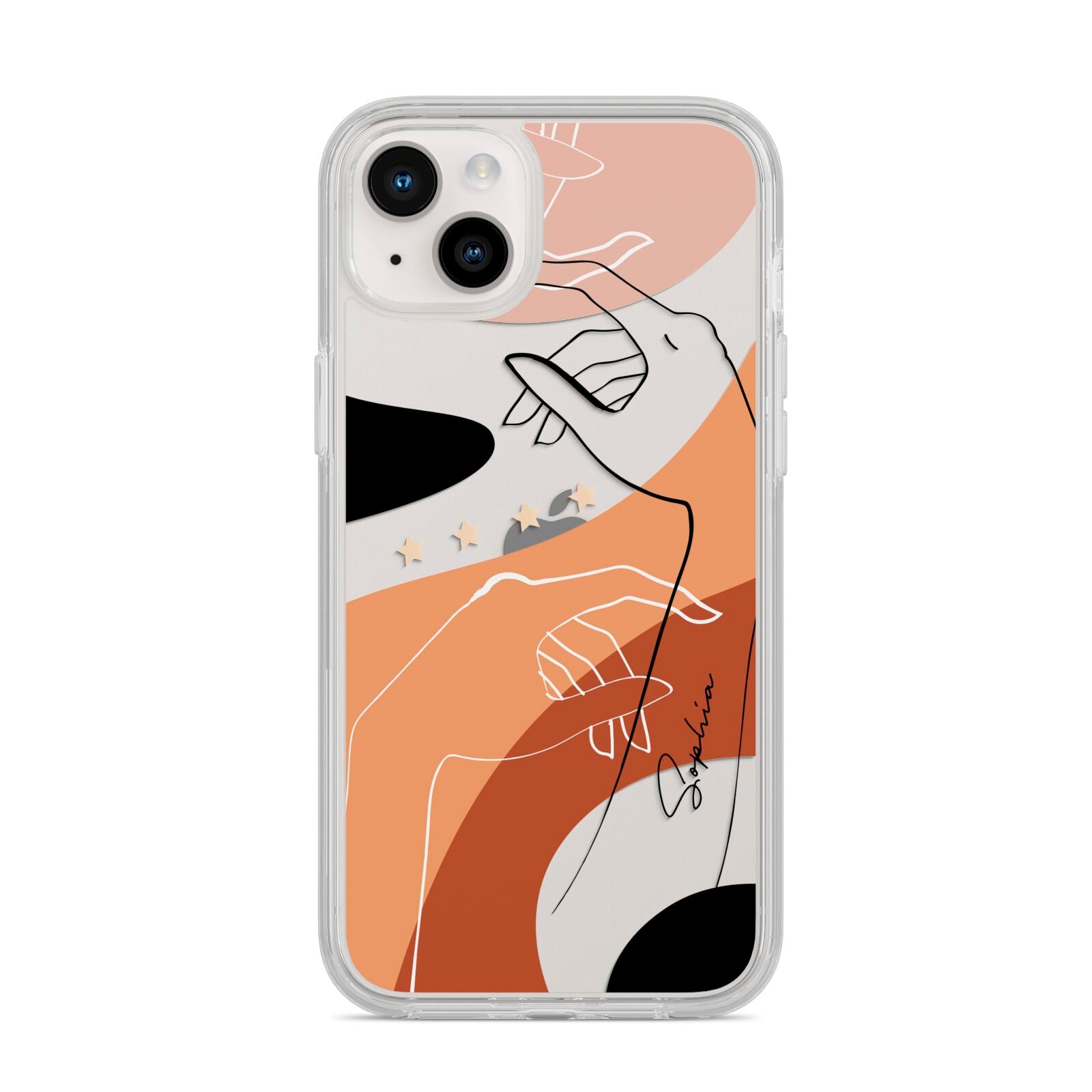 Personalised Abstract Gouache Line Art iPhone 14 Plus Clear Tough Case Starlight