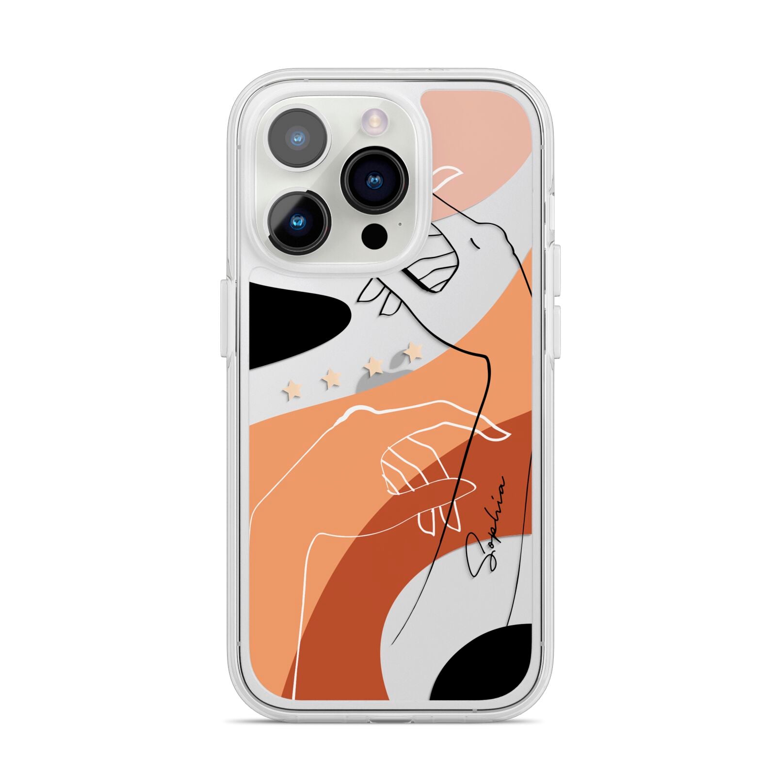 Personalised Abstract Gouache Line Art iPhone 14 Pro Clear Tough Case Silver
