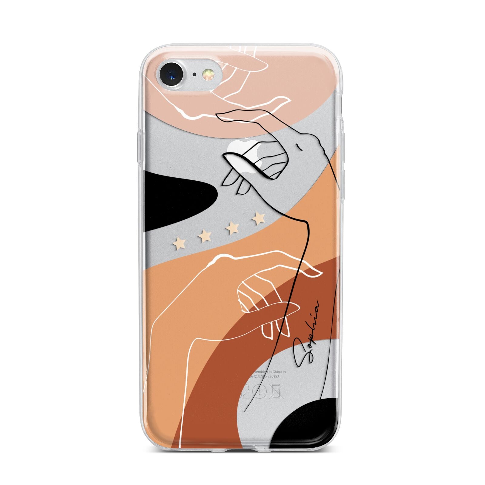 Personalised Abstract Gouache Line Art iPhone 7 Bumper Case on Silver iPhone