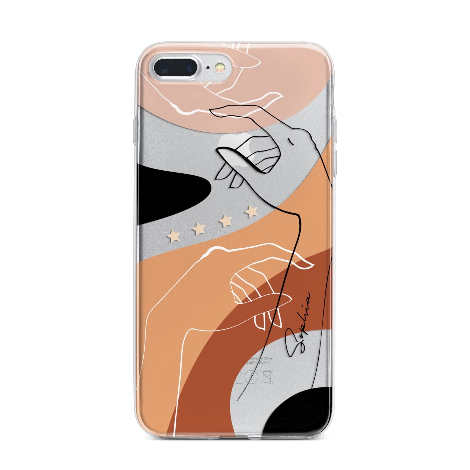 Personalised Abstract Gouache Line Art iPhone 7 Plus Bumper Case on Silver iPhone