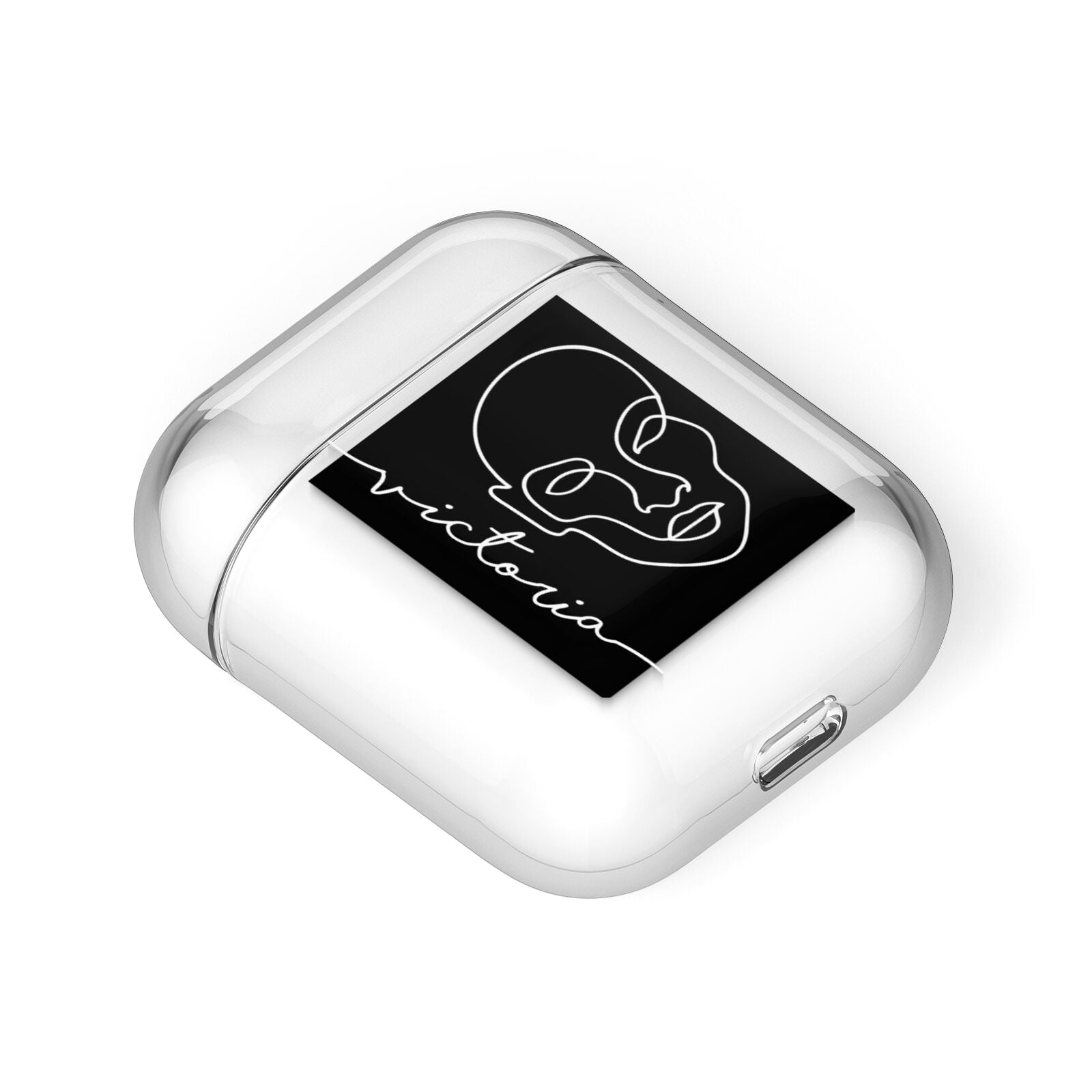 Personalised Abstract Line Art AirPods Case Laid Flat