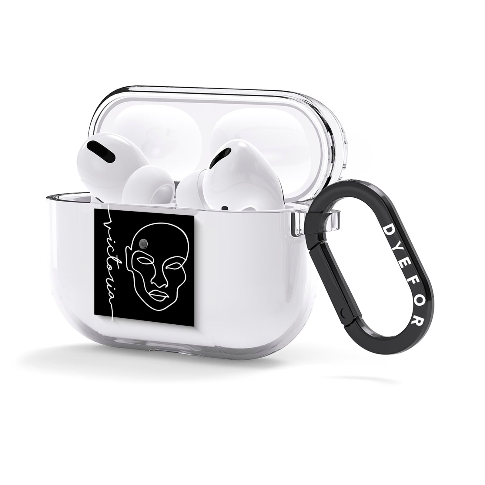 Personalised Abstract Line Art AirPods Clear Case 3rd Gen Side Image