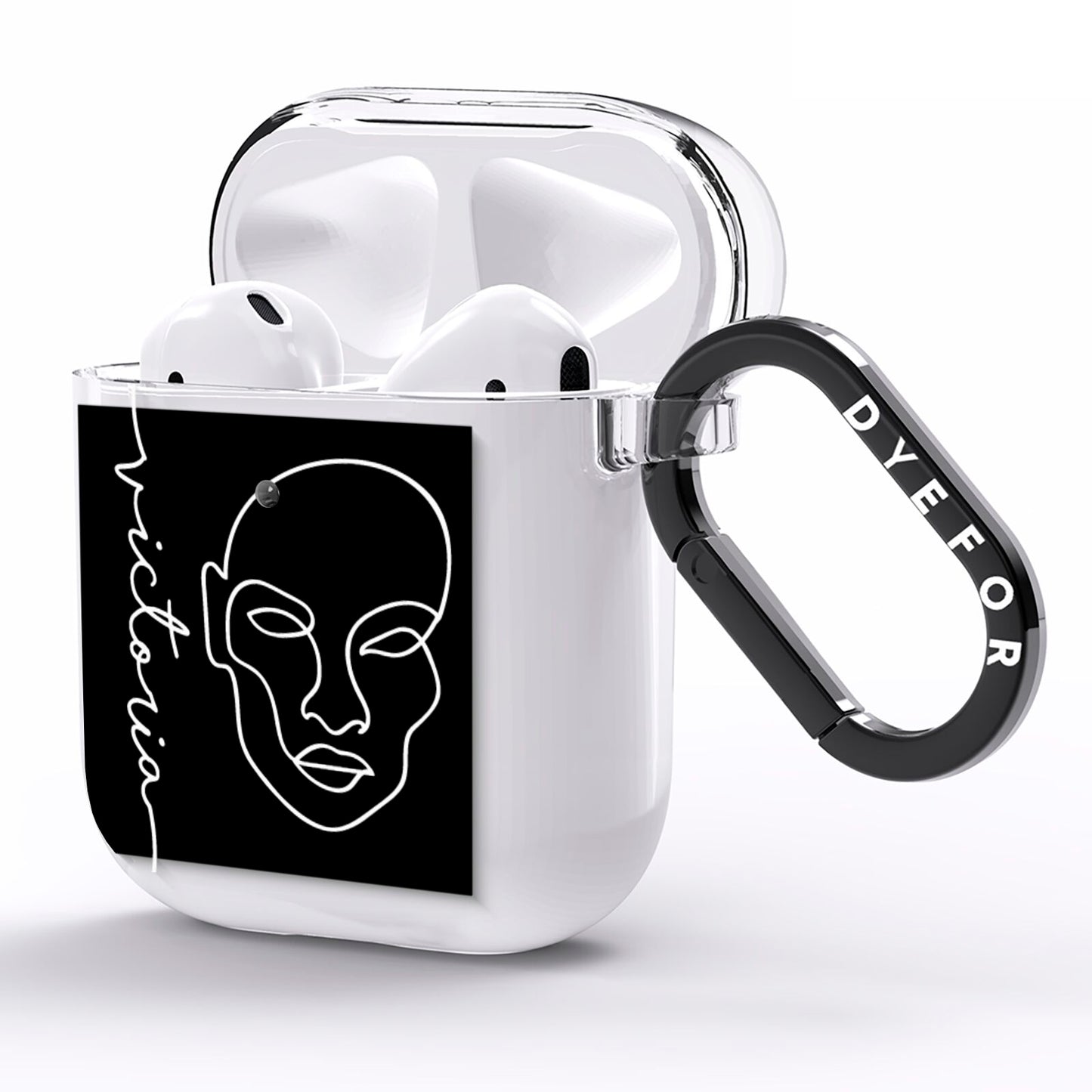 Personalised Abstract Line Art AirPods Clear Case Side Image