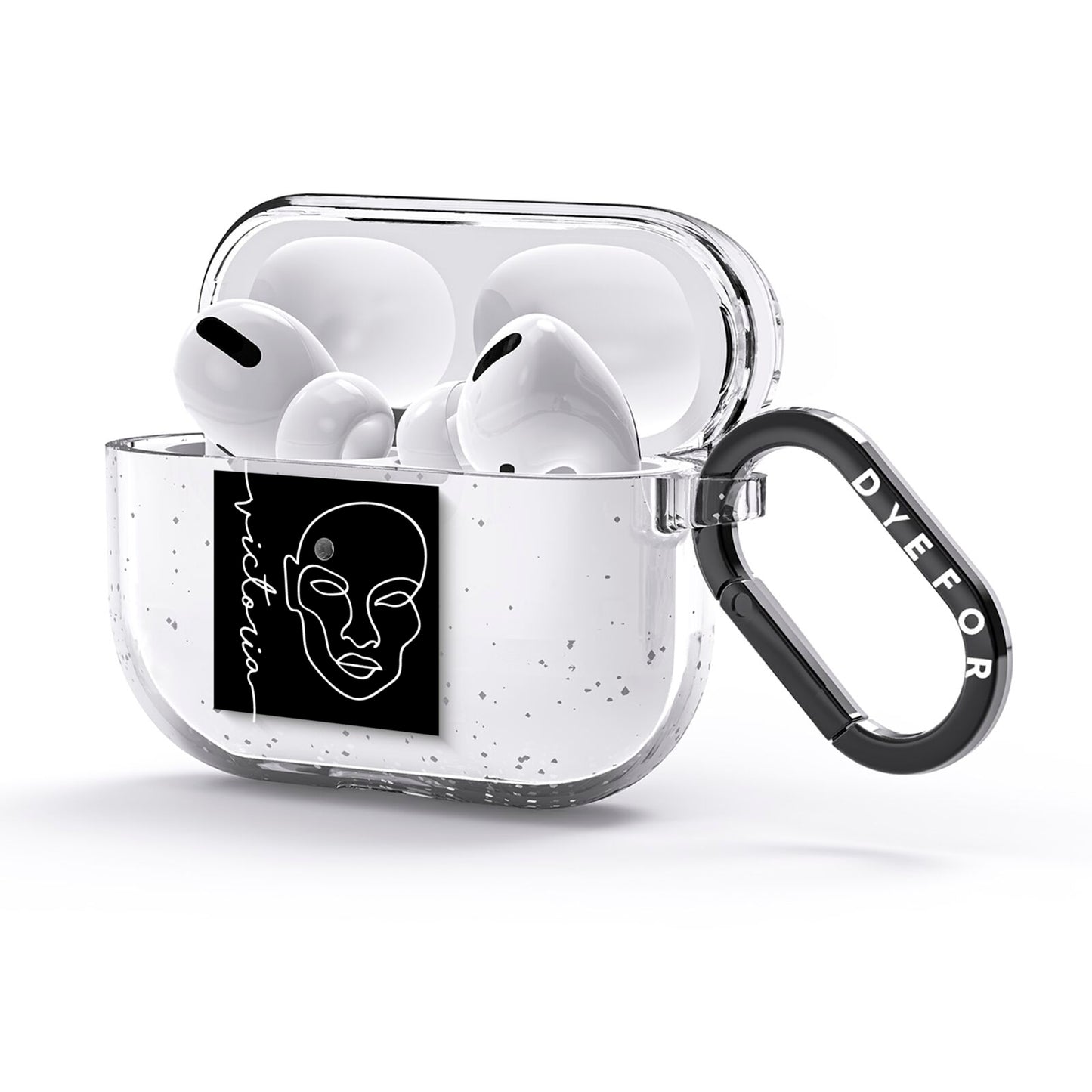 Personalised Abstract Line Art AirPods Glitter Case 3rd Gen Side Image