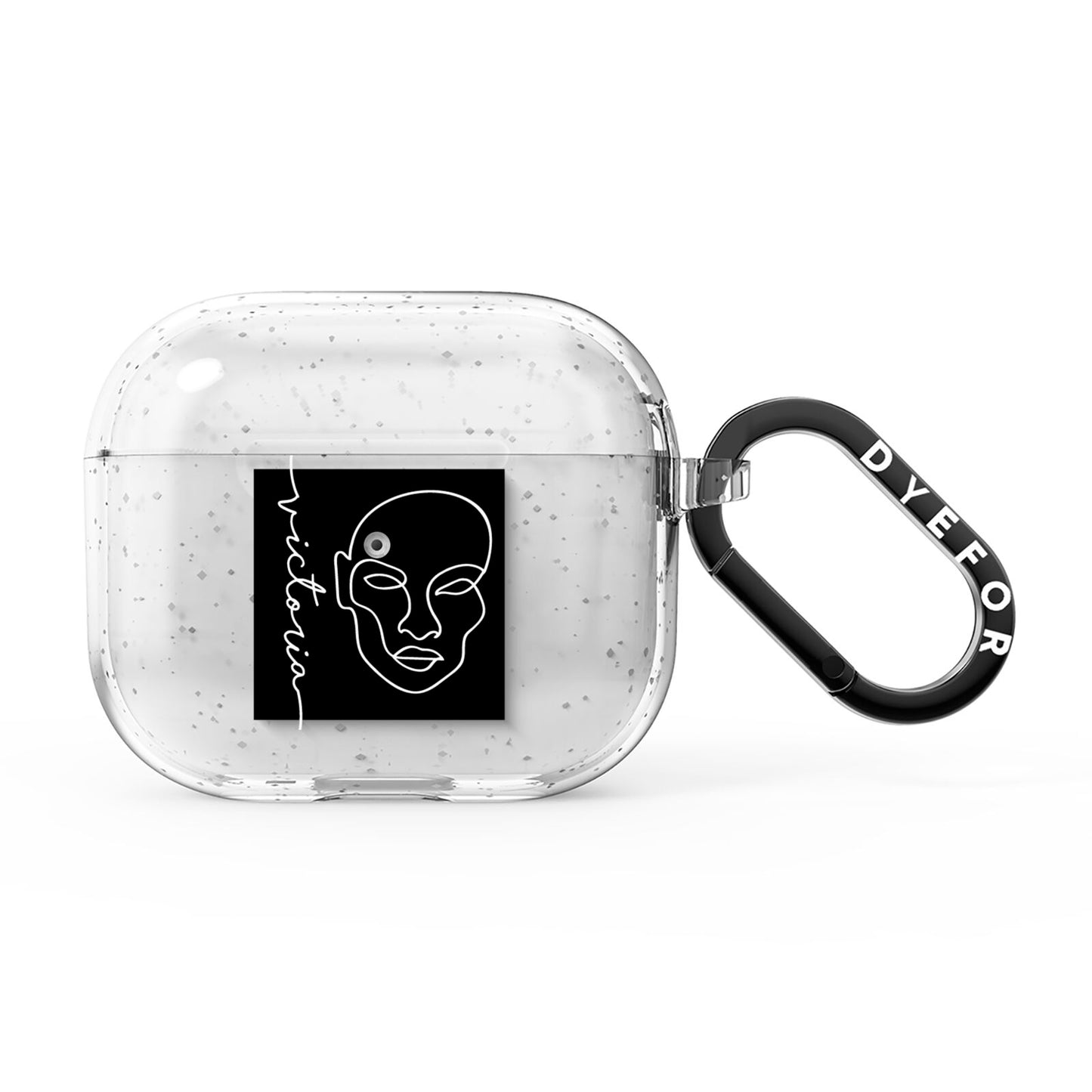 Personalised Abstract Line Art AirPods Glitter Case 3rd Gen