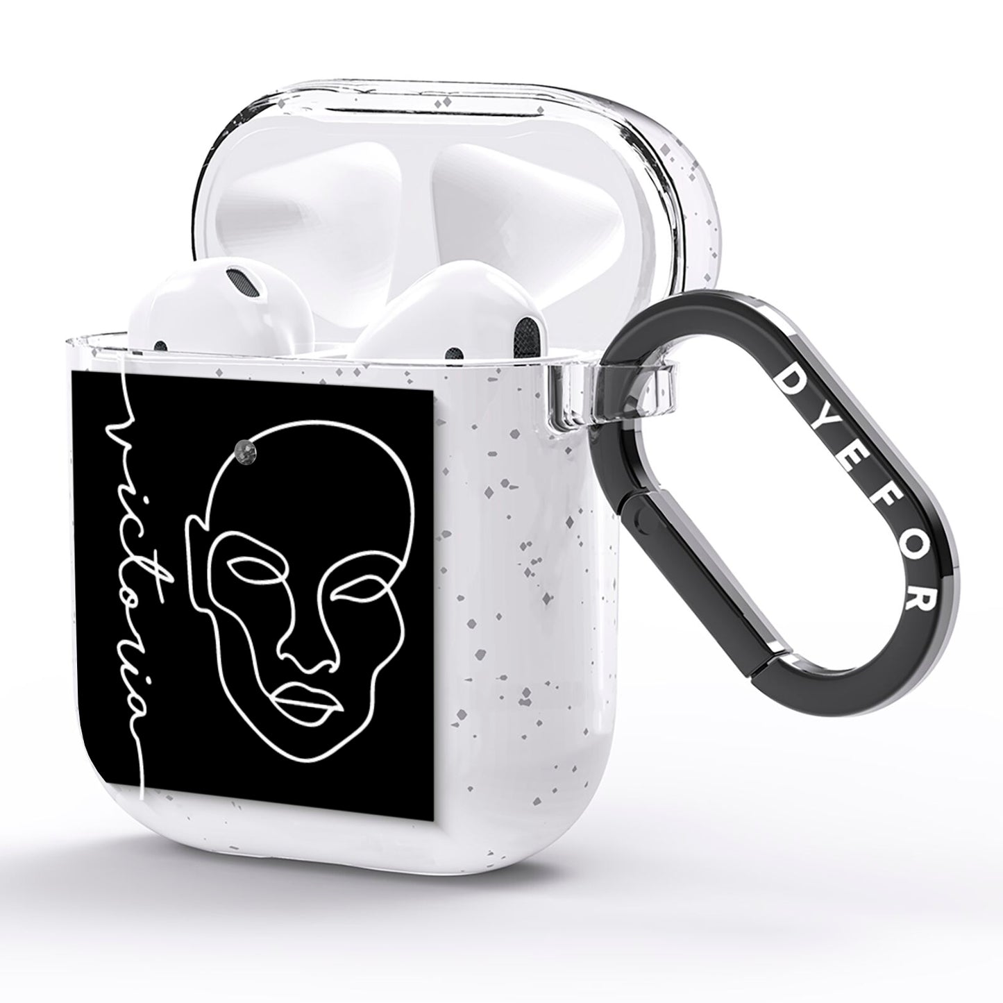 Personalised Abstract Line Art AirPods Glitter Case Side Image