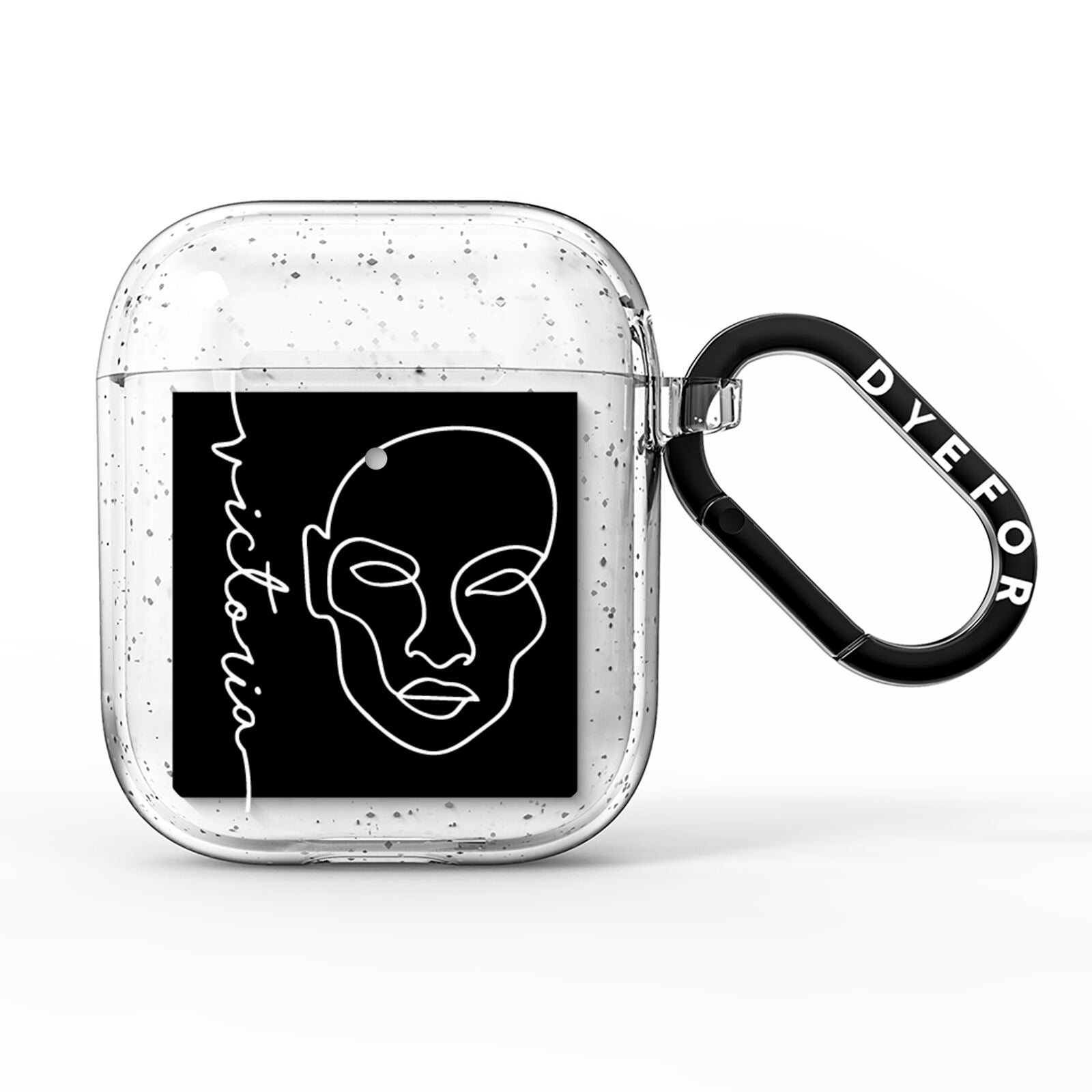 Personalised Abstract Line Art AirPods Glitter Case