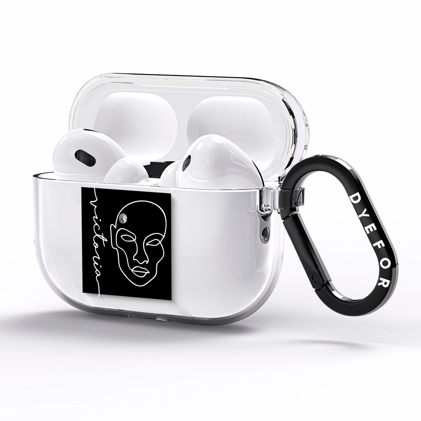 Personalised Abstract Line Art AirPods Pro Clear Case Side Image