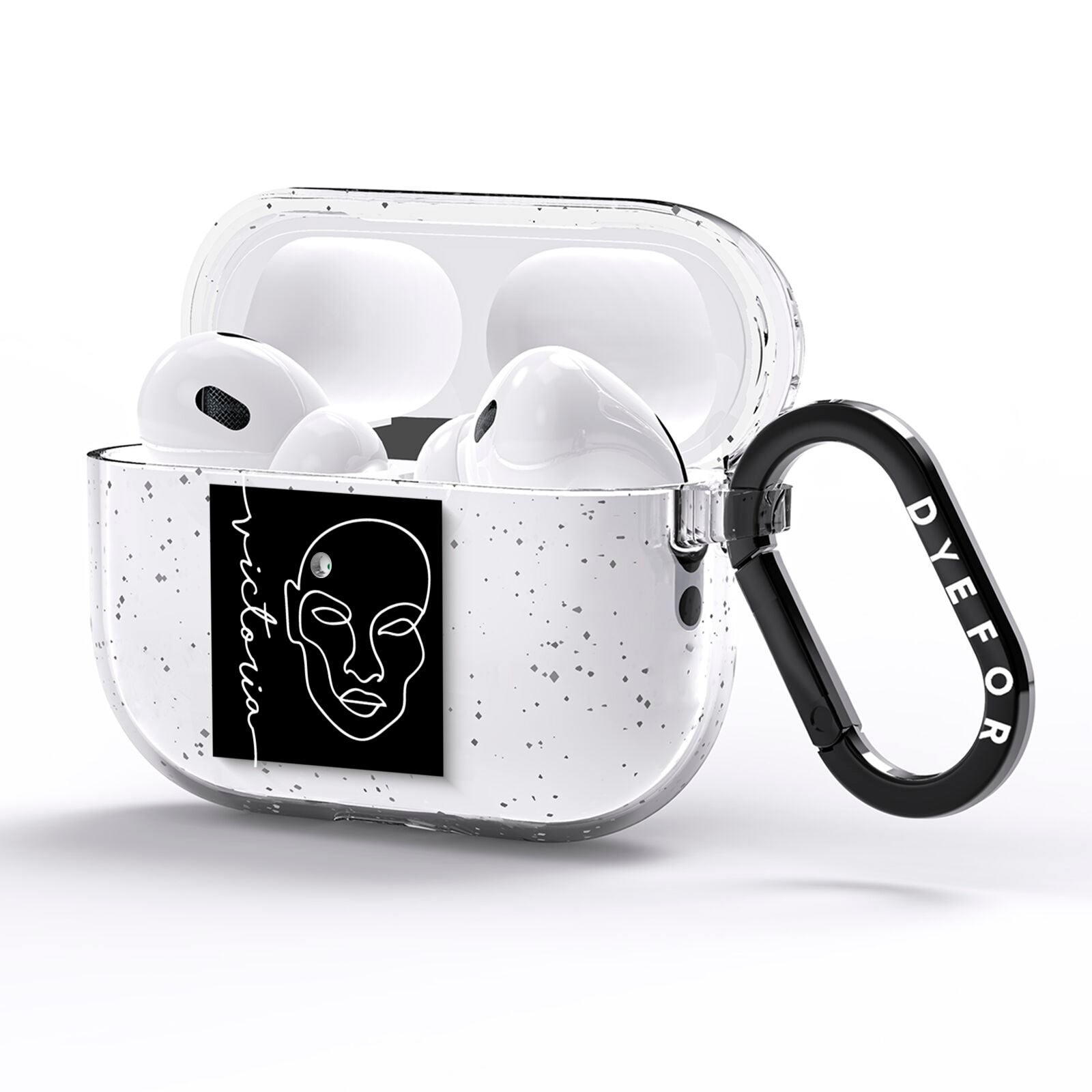Personalised Abstract Line Art AirPods Pro Glitter Case Side Image