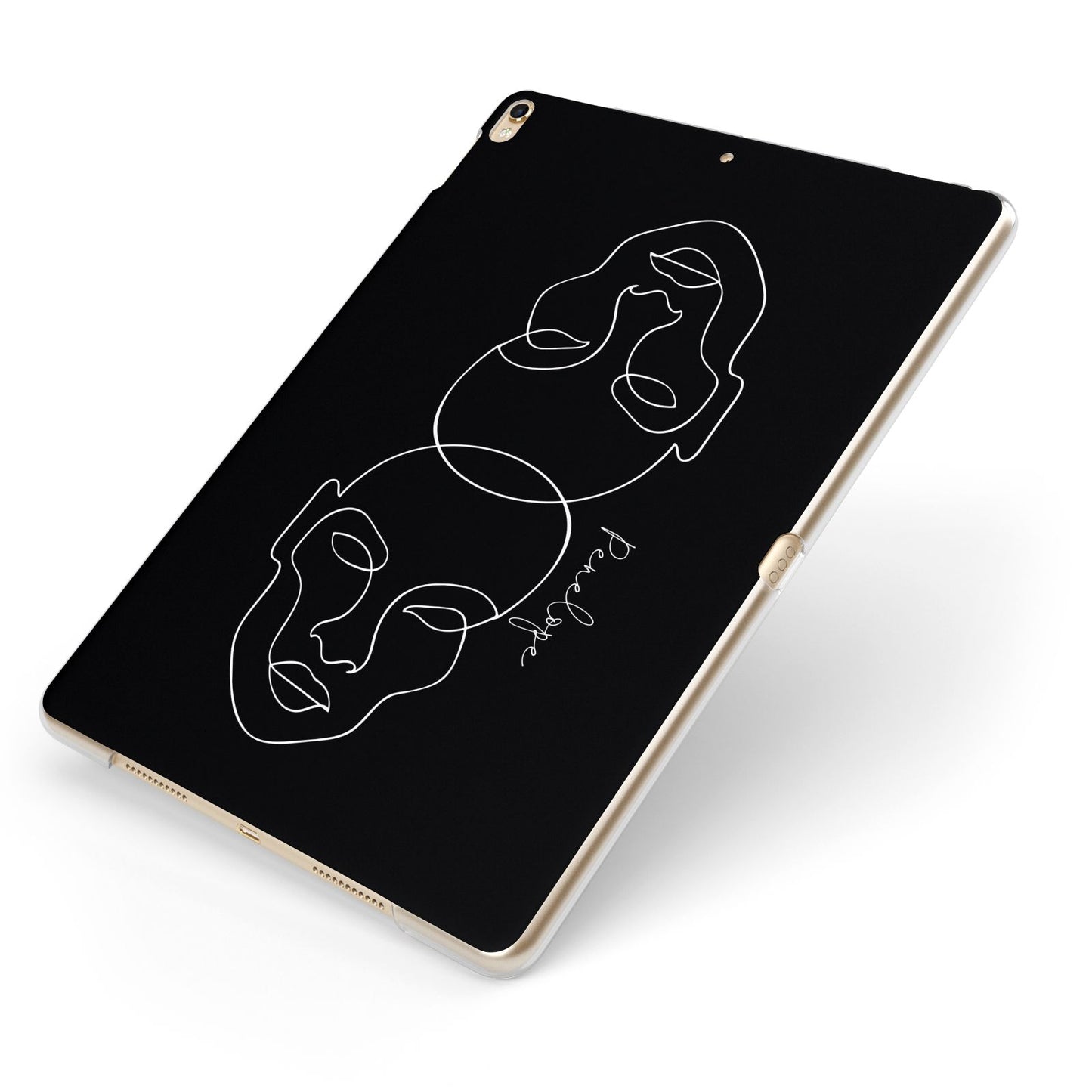 Personalised Abstract Line Art Apple iPad Case on Gold iPad Side View