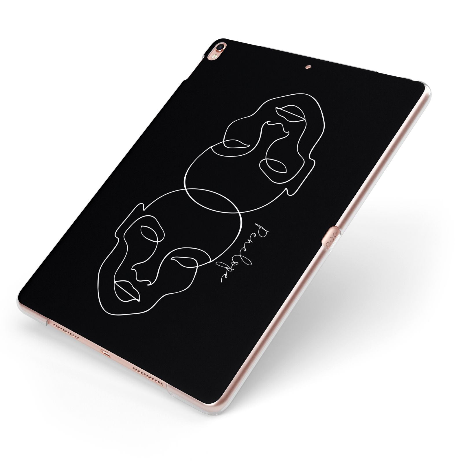 Personalised Abstract Line Art Apple iPad Case on Rose Gold iPad Side View