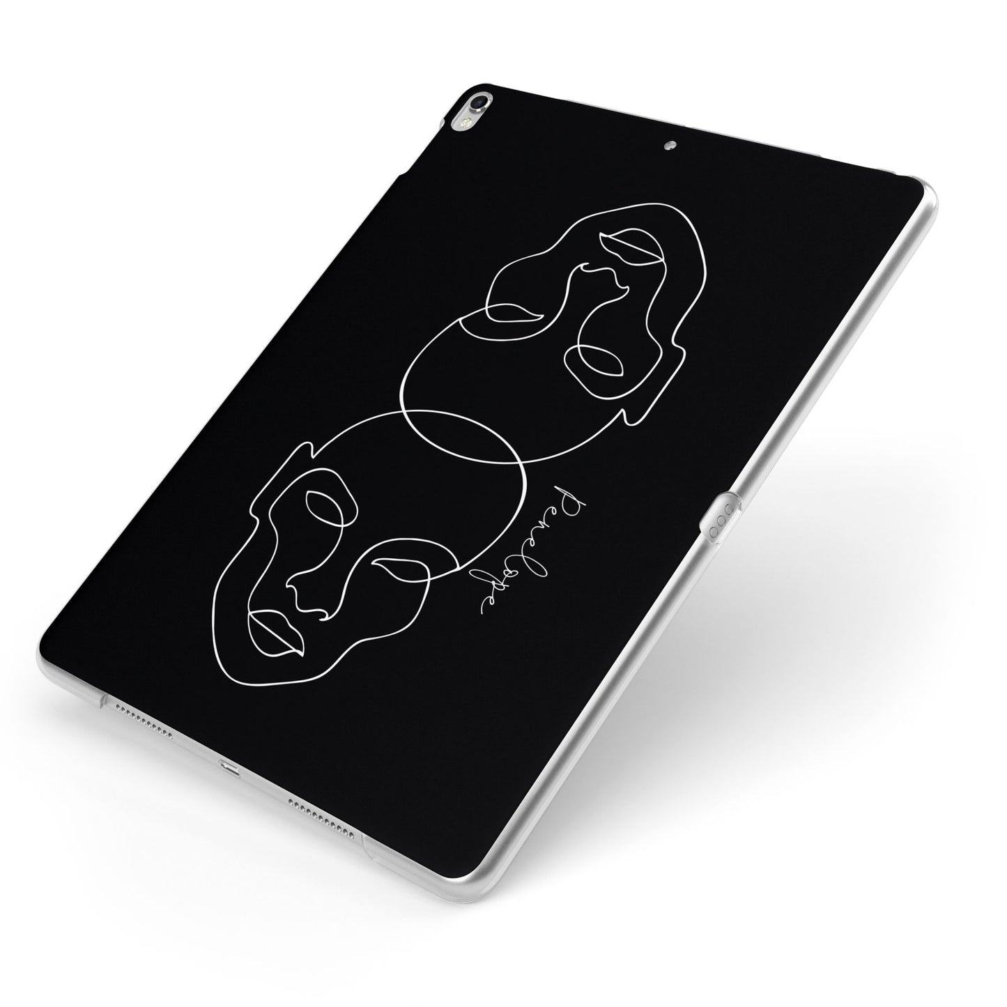 Personalised Abstract Line Art Apple iPad Case on Silver iPad Side View