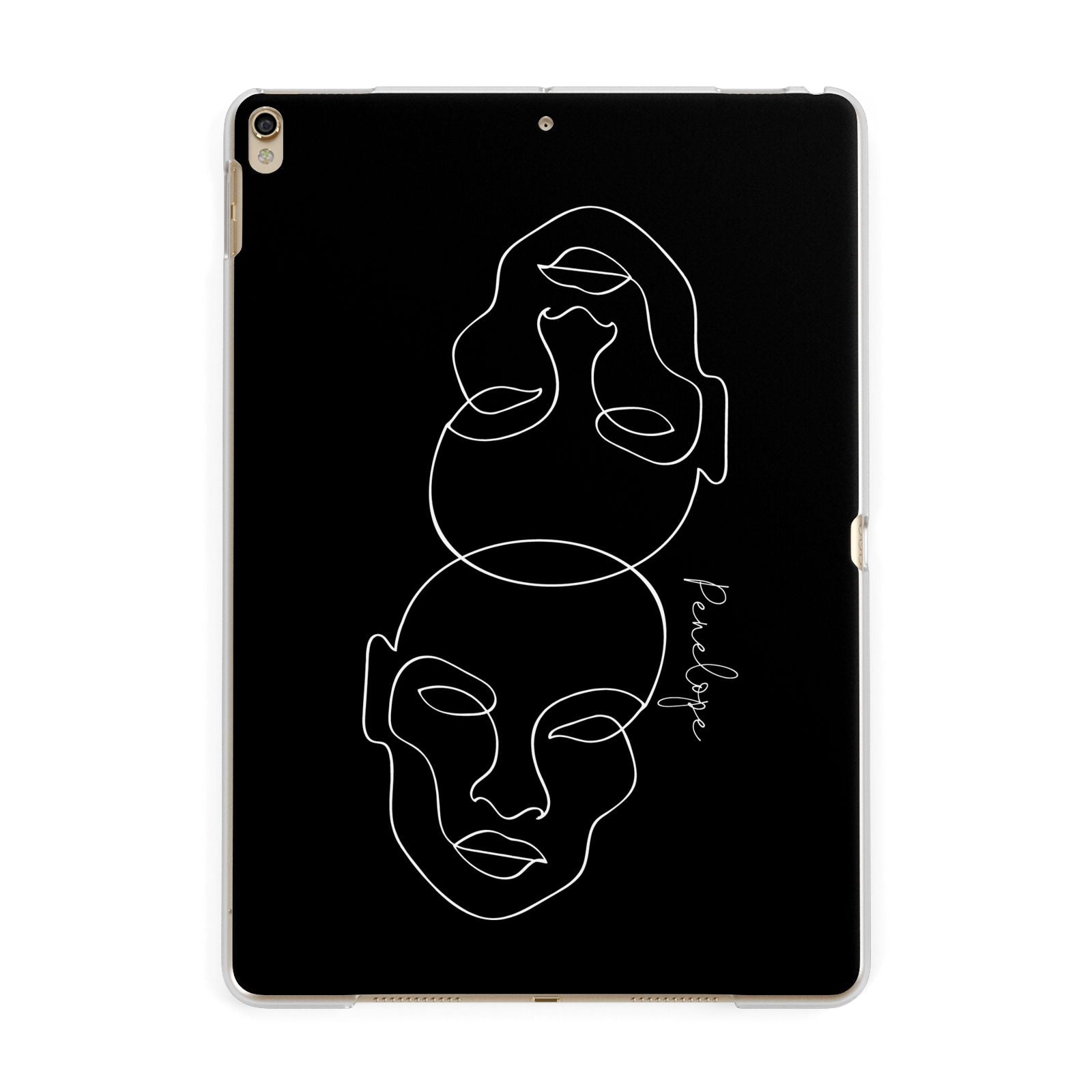 Personalised Abstract Line Art Apple iPad Gold Case