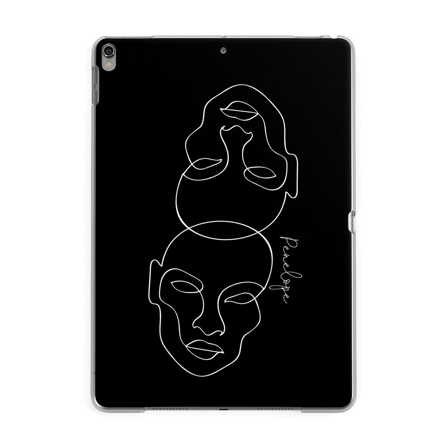 Personalised Abstract Line Art Apple iPad Grey Case