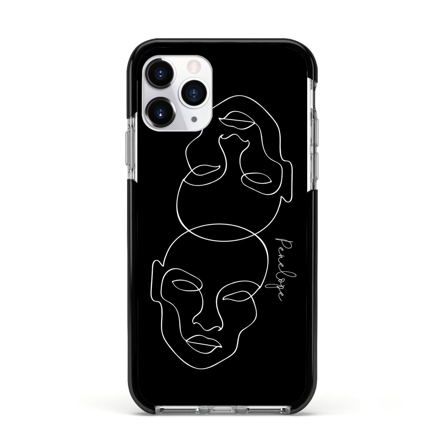 Personalised Abstract Line Art Apple iPhone 11 Pro in Silver with Black Impact Case