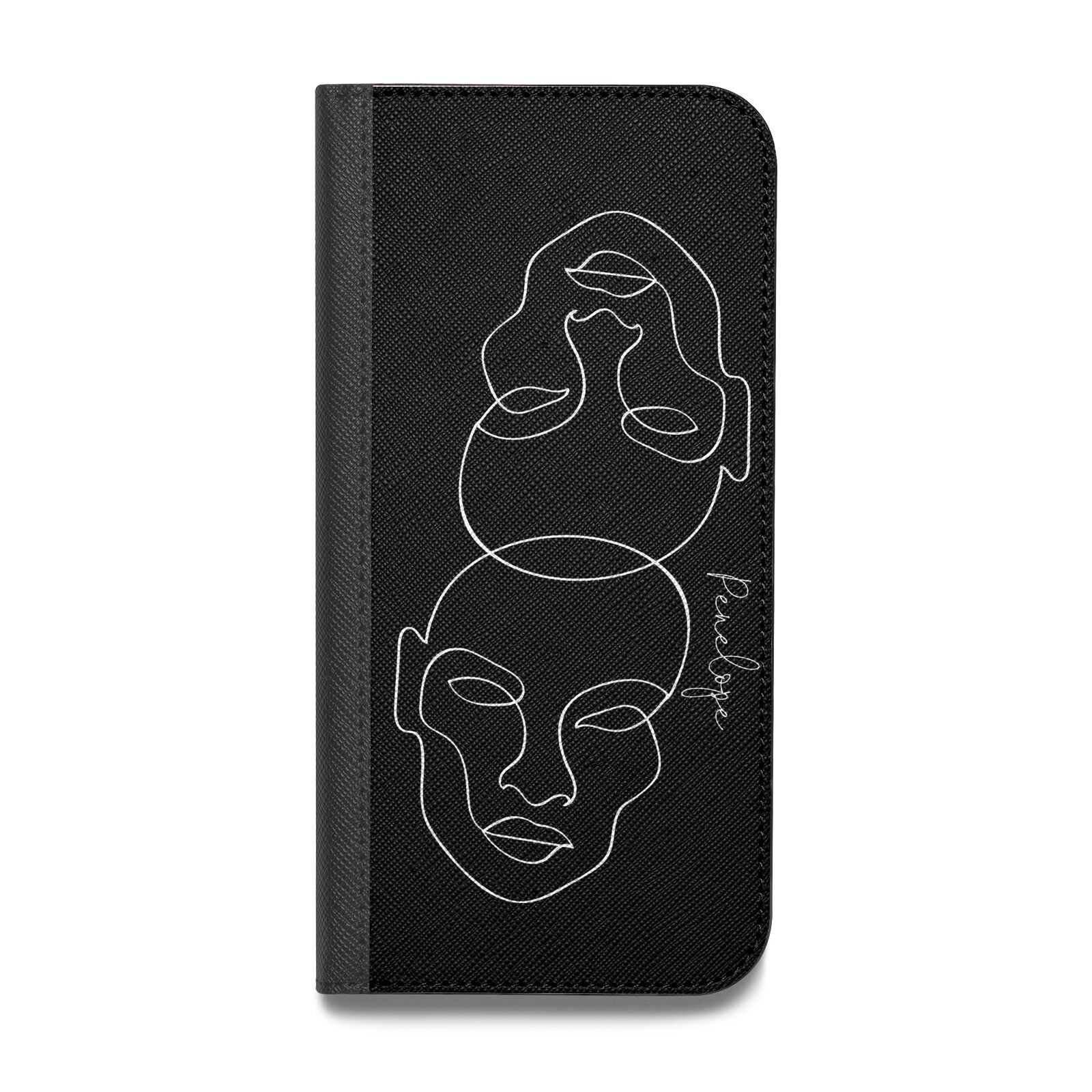 Personalised Abstract Line Art Vegan Leather Flip Samsung Case