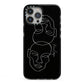 Personalised Abstract Line Art iPhone 13 Pro Max Black Impact Case on Silver phone