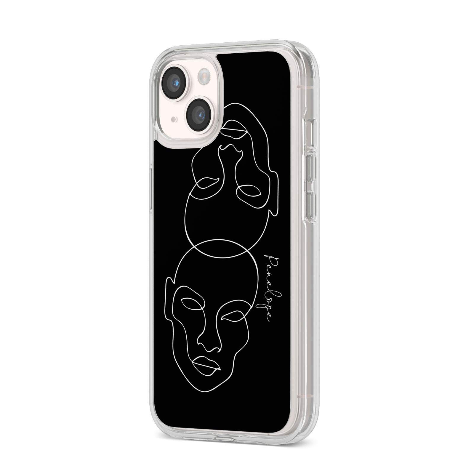 Personalised Abstract Line Art iPhone 14 Clear Tough Case Starlight Angled Image