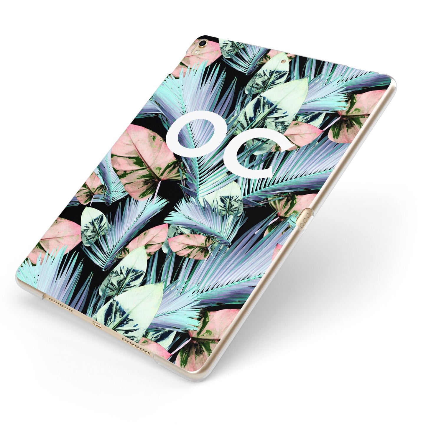 Personalised Abstract Tropical Leaves Apple iPad Case on Gold iPad Side View